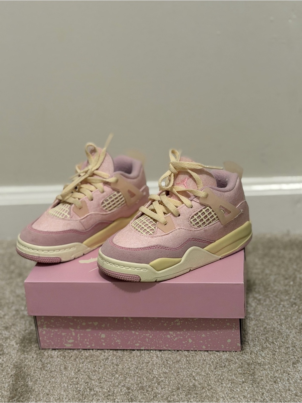 Jordan Kids Pink and Cream Basketball Sneakers